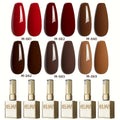 Gel Nail Polish Set with XEIJAYI Label, 6 Red Glitter Gel Colors in Gilded Bottle Set 36 for UV LED Cure