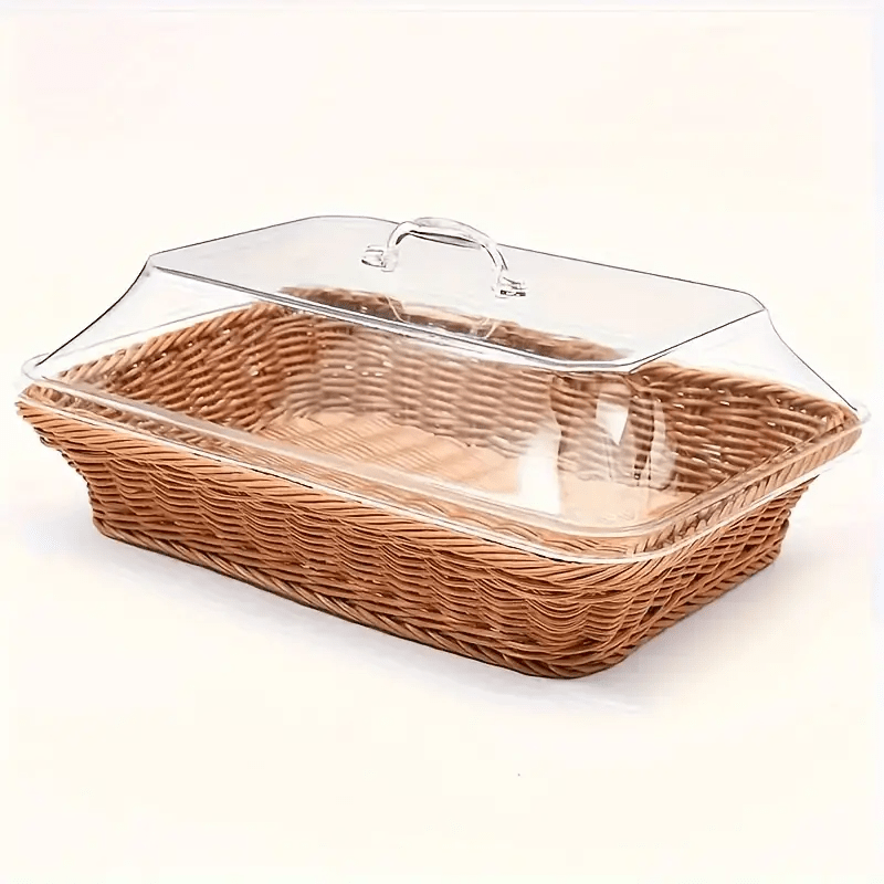 Woven Bread Basket in Square or Round Shape for Serving Bread, Fruit, Desserts and Snacks at Home or on the Dining Table