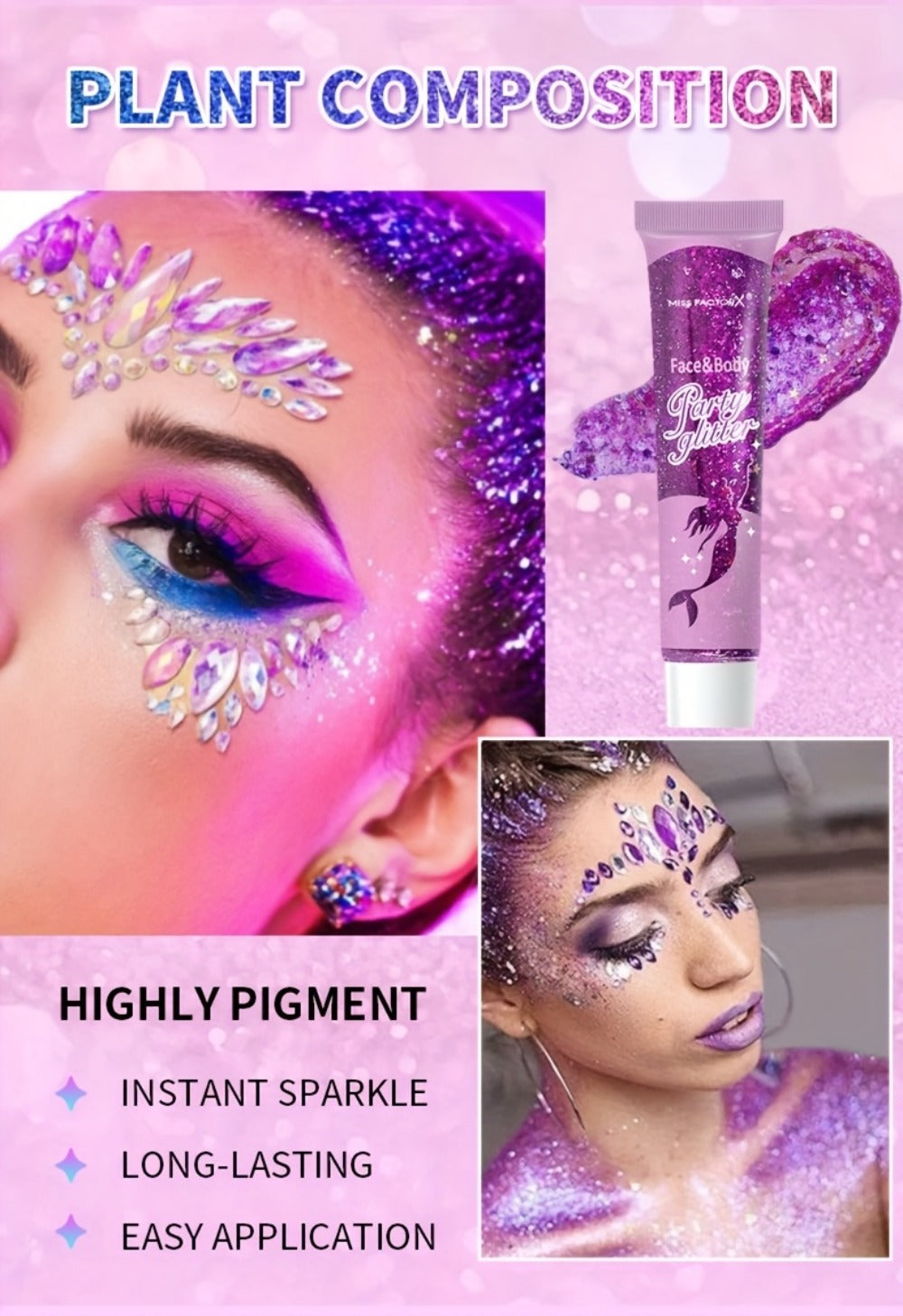 Holographic Glitter Gel Set 10 Colors Cosmetic Grade Face Body Makeup – Festival Rave Cosplay Anime