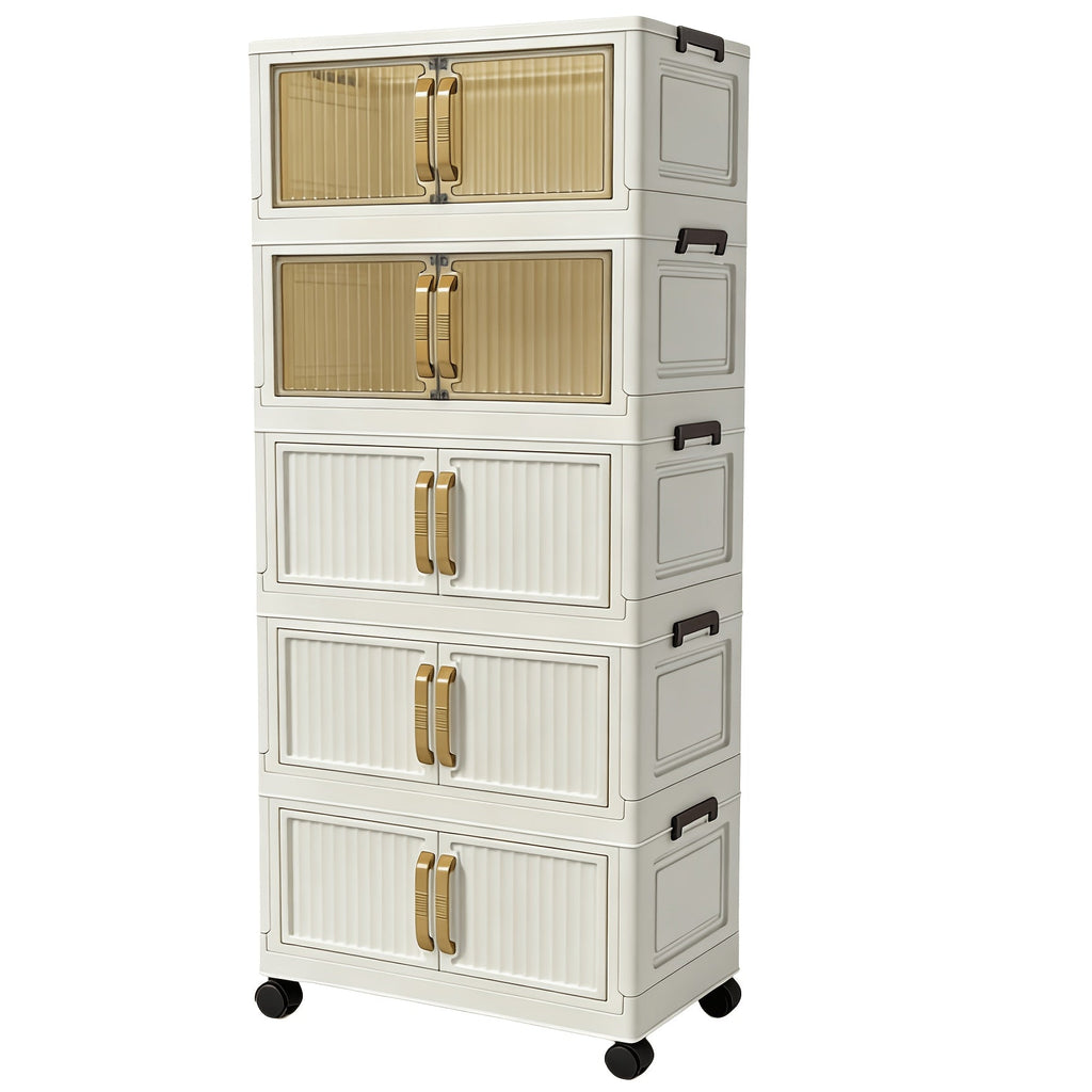 Shoe Cabinet Entryway Organizer, Multi-Functional Foldable Storage Cabinet 3/5 Tier Large, Space-Saving Closet Organizer for Entrance