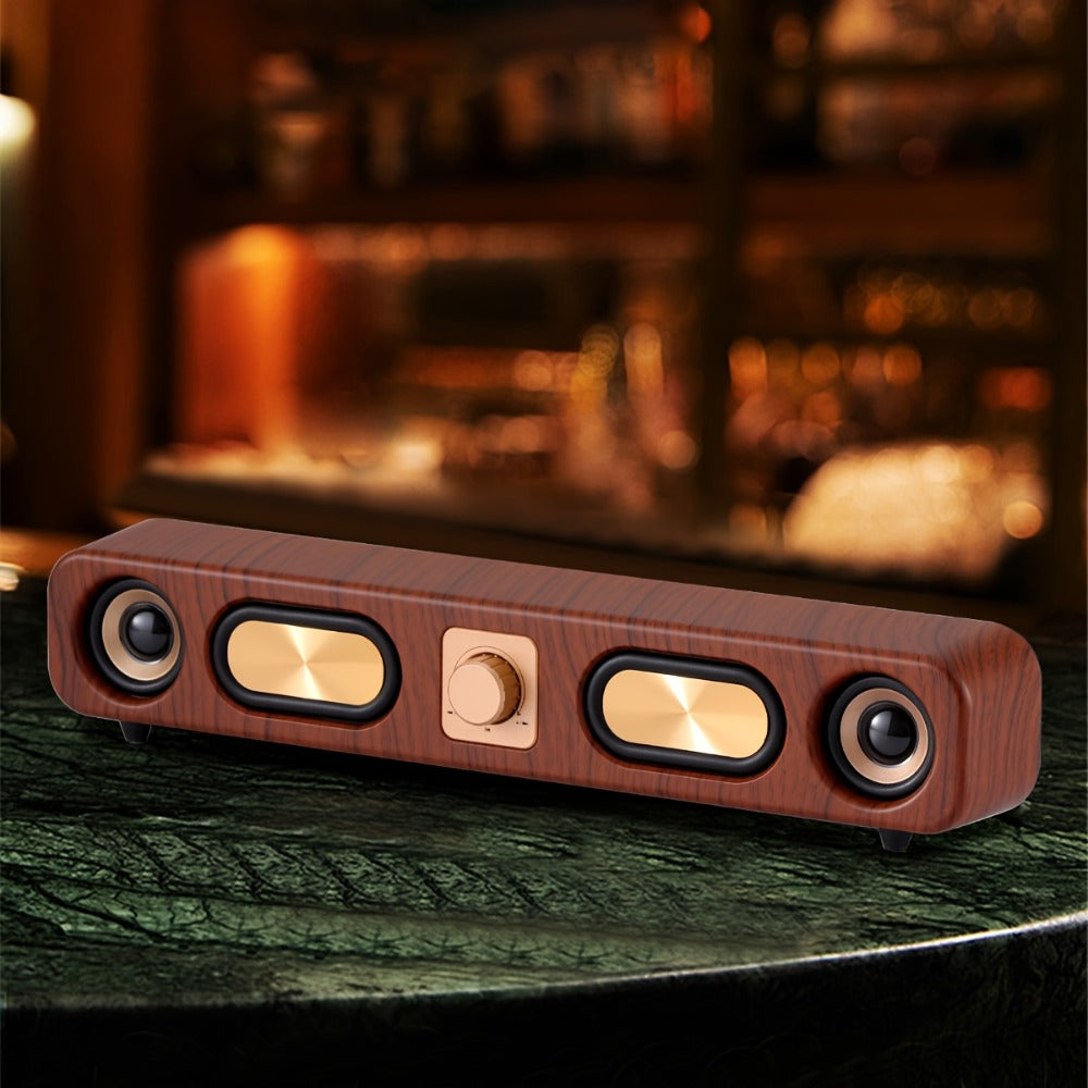 Retro Wood Grain Bluetooth Speaker Dual 2-Inch Woofers 10W Wireless Desktop Soundbar TF AUX for an Everyday Personal Care Routine
