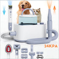Pet Grooming Vacuum Kit 9-in-1 – 24KPa Dog Shedding Vacuum with Hair Dryer & Electric Clipper | Adjustable Speed & Temperature | 104oz Dust