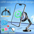 Magnetic Wireless Charging Car Mount with 15W Label, Folding Arm, 360-Degree Rotation and Black Finish