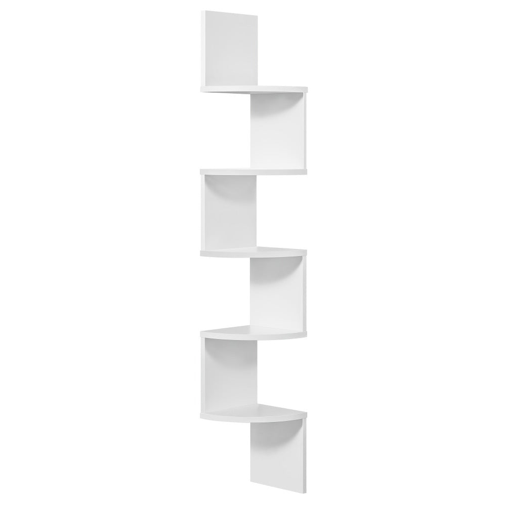 Corner Floating Shelf 5-Tier Wall Mount, Space Saving Storage Rack for Bedroom Living Room, Radial Display Organizer
