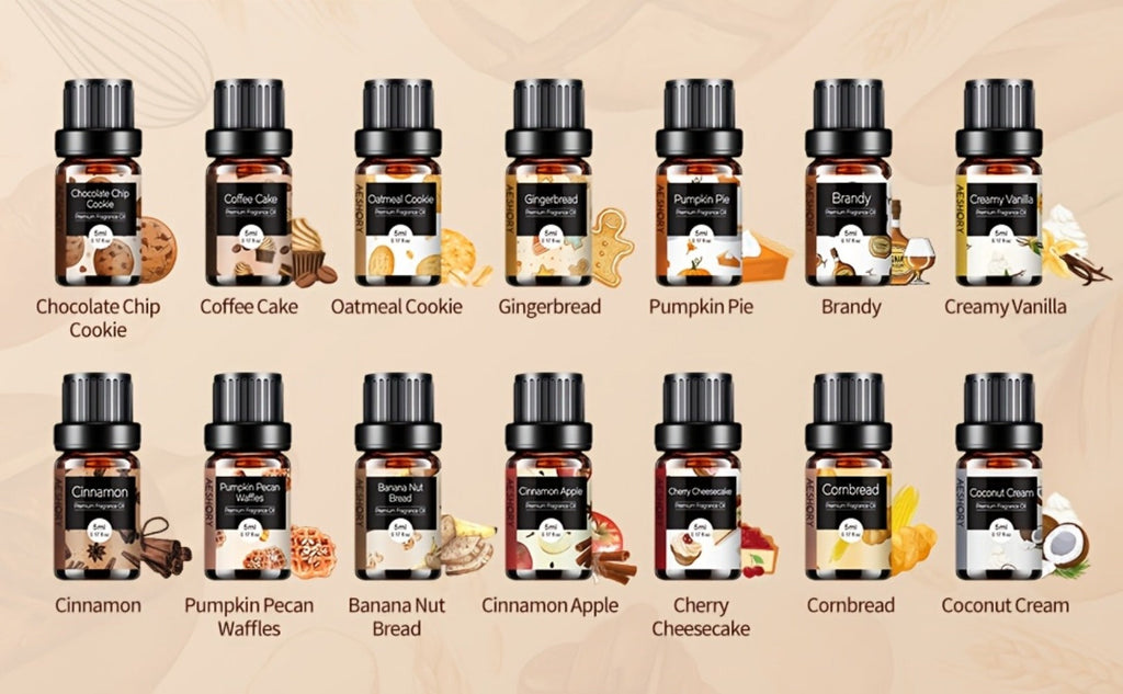 14-Bottle Fragrance Oil Gift Set with 5ml Bakery or Floral Scent Assortments for Diffusers and Candle Projects