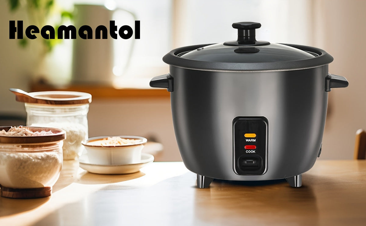 Three-Cup Uncooked / Six-Cup Cooked Rice Cooker with One-Touch Cook and Warm Modes, Inner Pot and Accessories