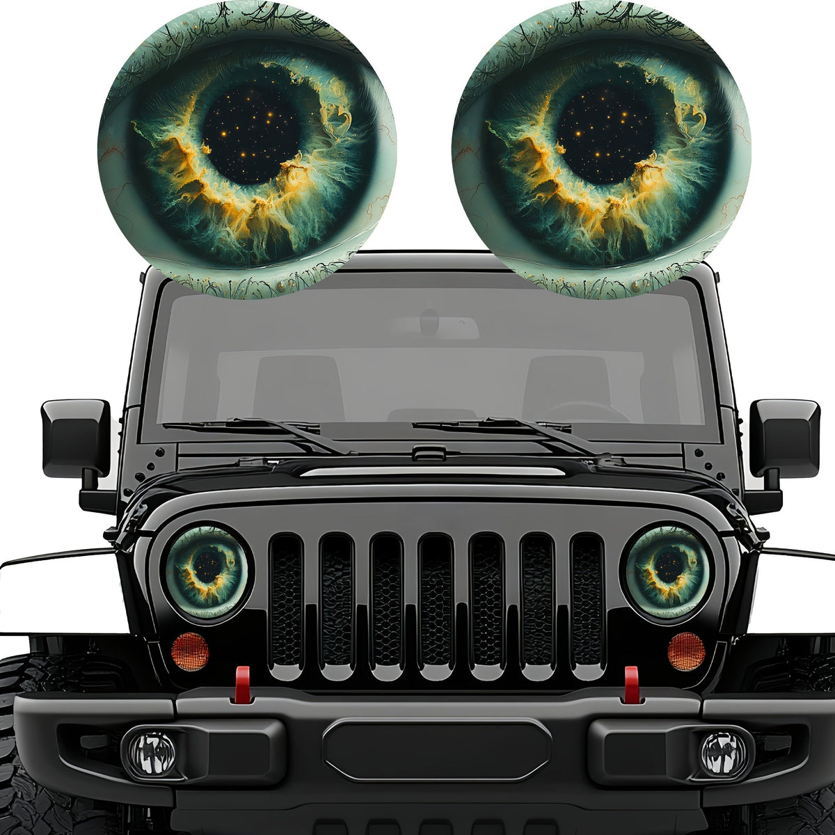 3D Beast Eye Headlight Stickers – Funny Car Headlight Decals for Jeep Round Headlights, Truck Body, Bumper & Window Decoration
