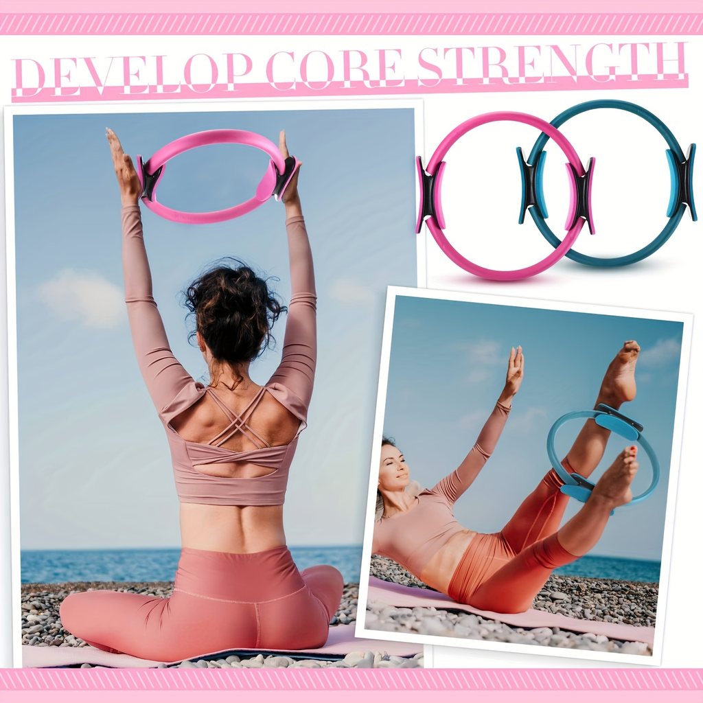 Pilates Ball & Ring Set 14-Piece for Women – Magic Circle, Mini Ball, 8 Resistance Bands, Stretching Strap, Non-Slip Socks & Gym Bag