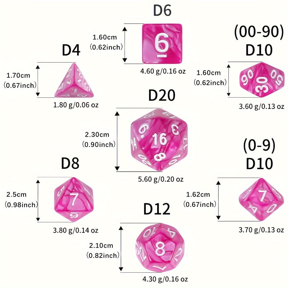 Polyhedral Dice Set 105 Pieces 15 Sets of 7 – D4 D6 D8 D10 D12 D20 in 15 Vibrant Colors with Large Drawstring Bag