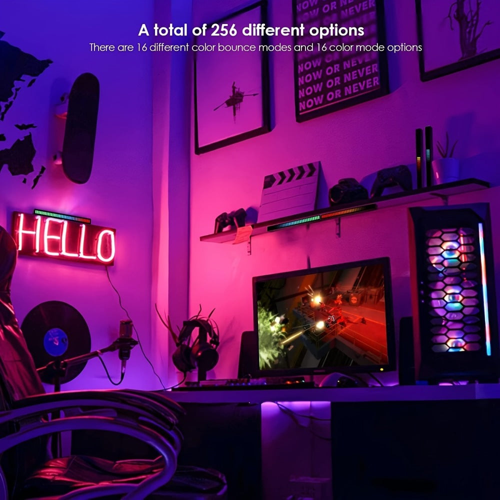 RGB LED Light Bars with Music Sync 2/4 Pack Voice Control USB Powered Smart Rhythm Lights for Gaming for Home, Desk and Accent Lighting