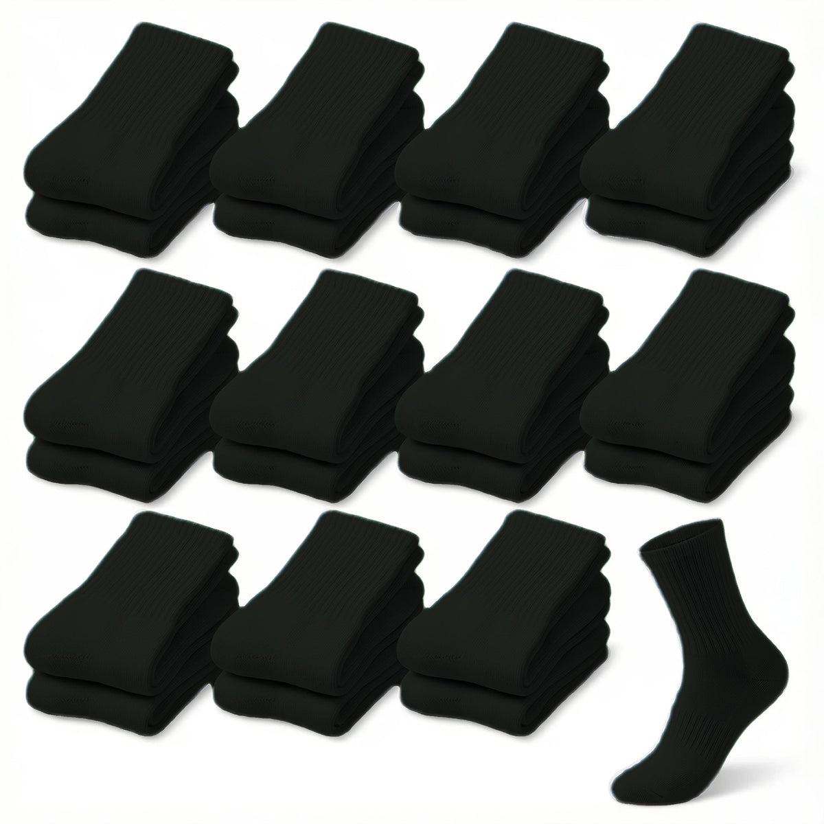 12-Pair Crew-Length Diabetic Sock Set for Adults in White, Black or Grey with 9-11 and 10-13 Sizes