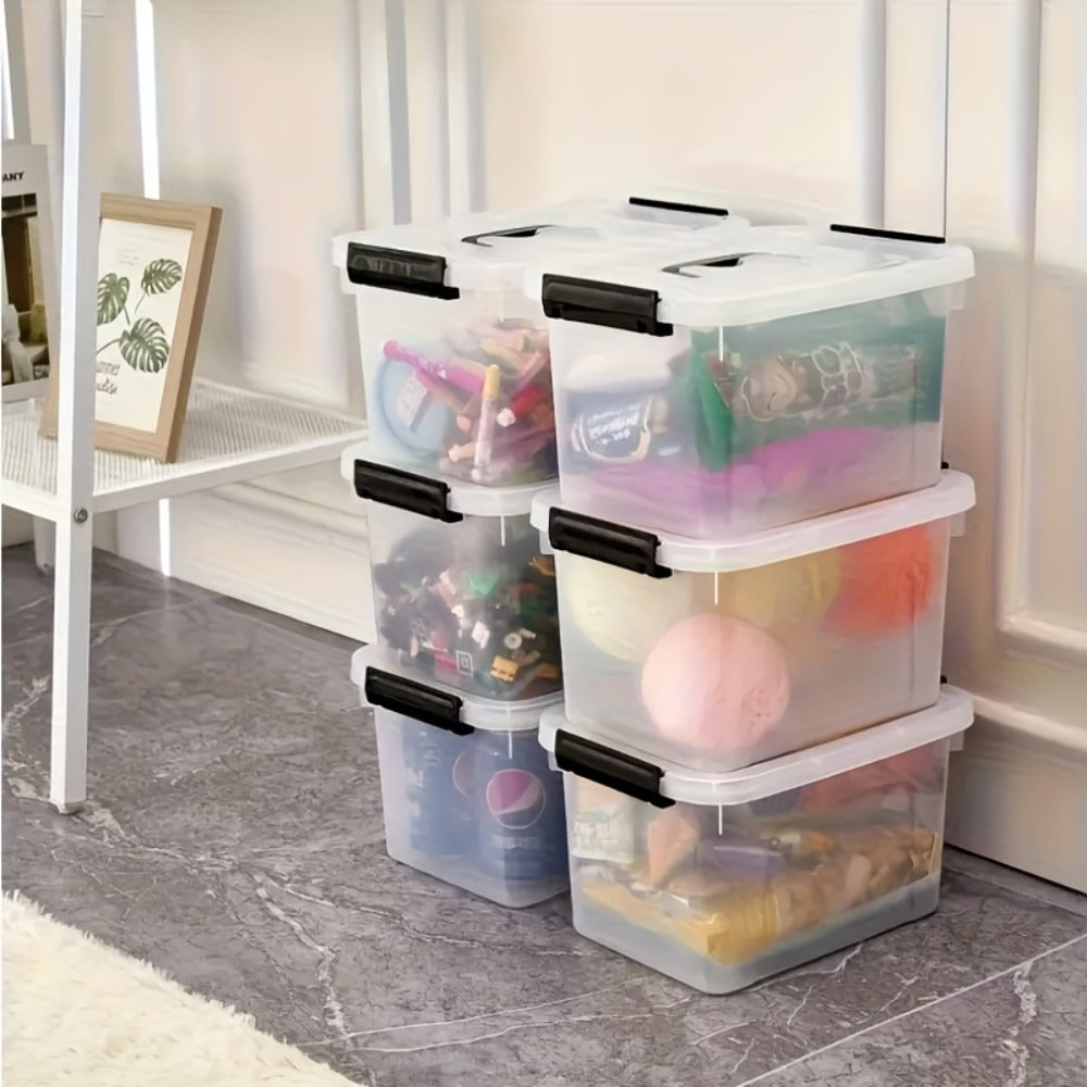 Stackable Clear Plastic Storage Bins with Lids, 6 Pack Large Clip-On Lid Containers for Home, Closet