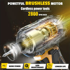 Cordless Power Tool Combo Kit for Dewalt 20V Battery - Impact Wrench 1500Nm, Brushless Drill & Screwdriver Set for Home & Construction