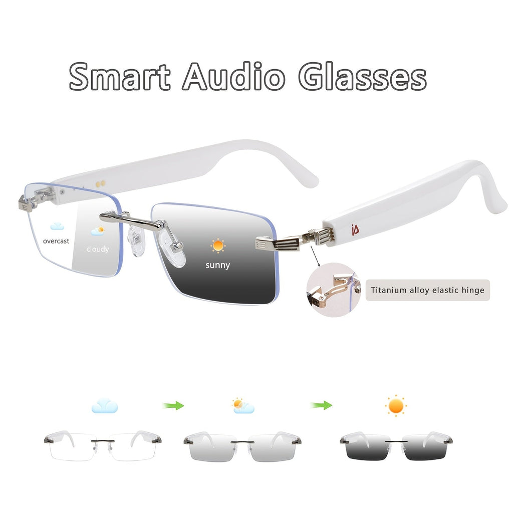 Smart Glasses Photochromic Audio Eyewear with Open-Ear Speaker, Microphone and Metal or Plastic Frames
