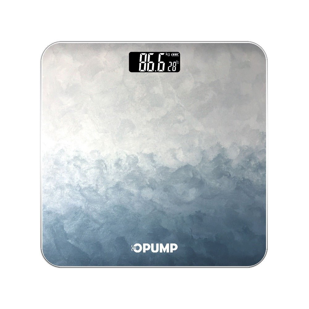 Patterned Digital Bathroom Scale with Top LED Display in Six Marble, Bronze, Black and Blue Styles