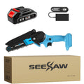 Electric Pole Saw 2-in-1 Cordless with 8" & 6" Chain, 20V 4.0Ah Battery, Adjustable Extendable Tree Pruner for Wood Cutting