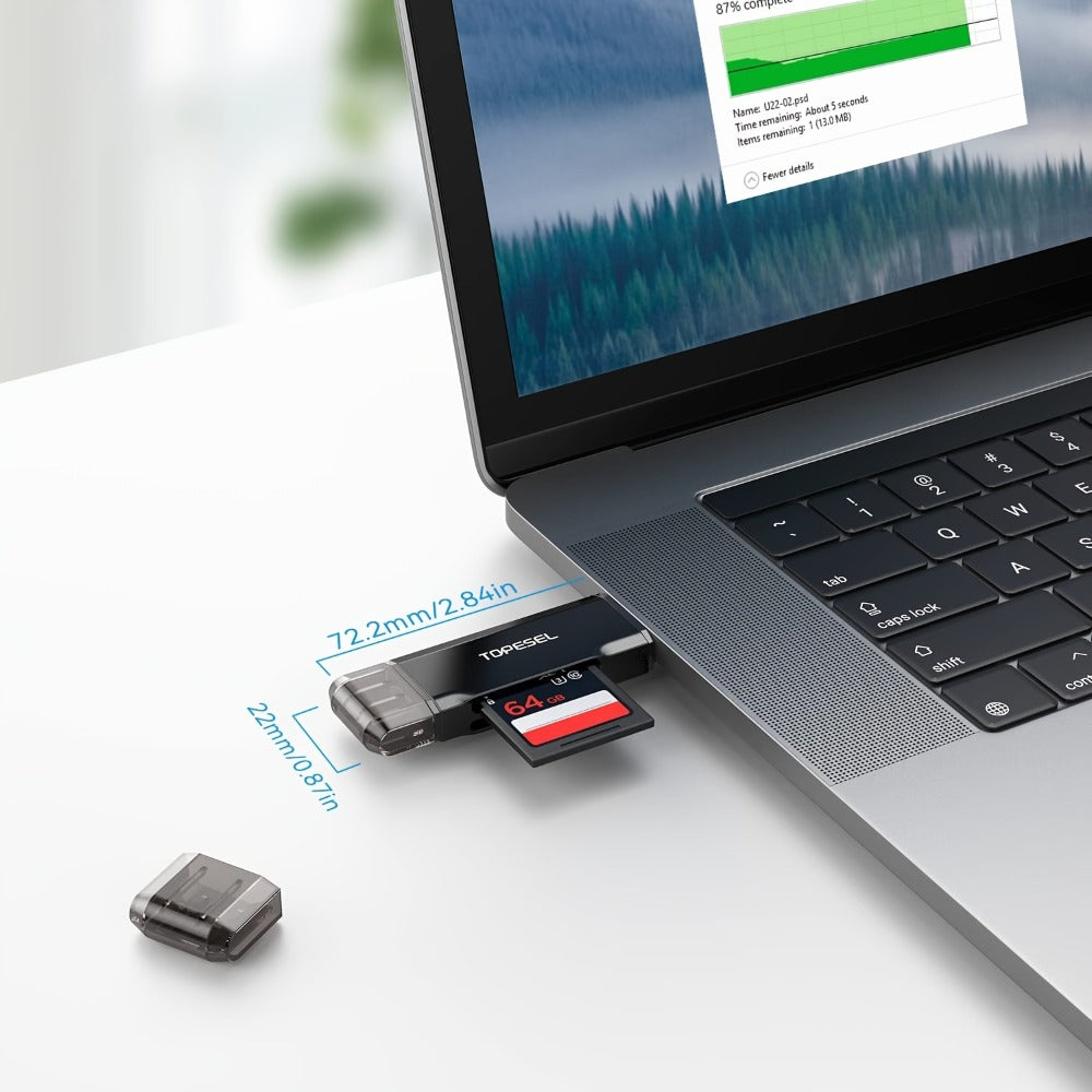 Compact SD Card Reader with USB-A & USB-C Dual Connector, High-Speed Memory Card Adapter for Micro SD SDHC SDXC