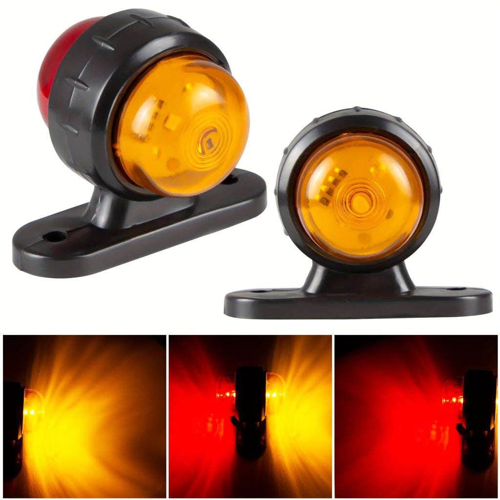 LED Side Marker Lights 2pcs 12-24V – Universal Truck Trailer Pickup Warning Indicator Lamp, Tail Light & Side Light, Red+Yellow / Red+White