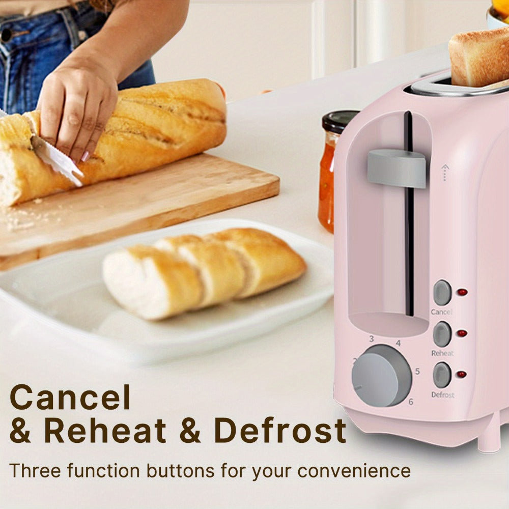 750W Slim Two-Slice Toaster with Six Shade Settings, Reheat, Defrost, Crumb Tray and Six Color Options