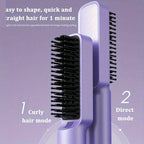 Compact Hair Straightening Brush with Three Color Options, LED Indicators and Three Pictured Heat Levels