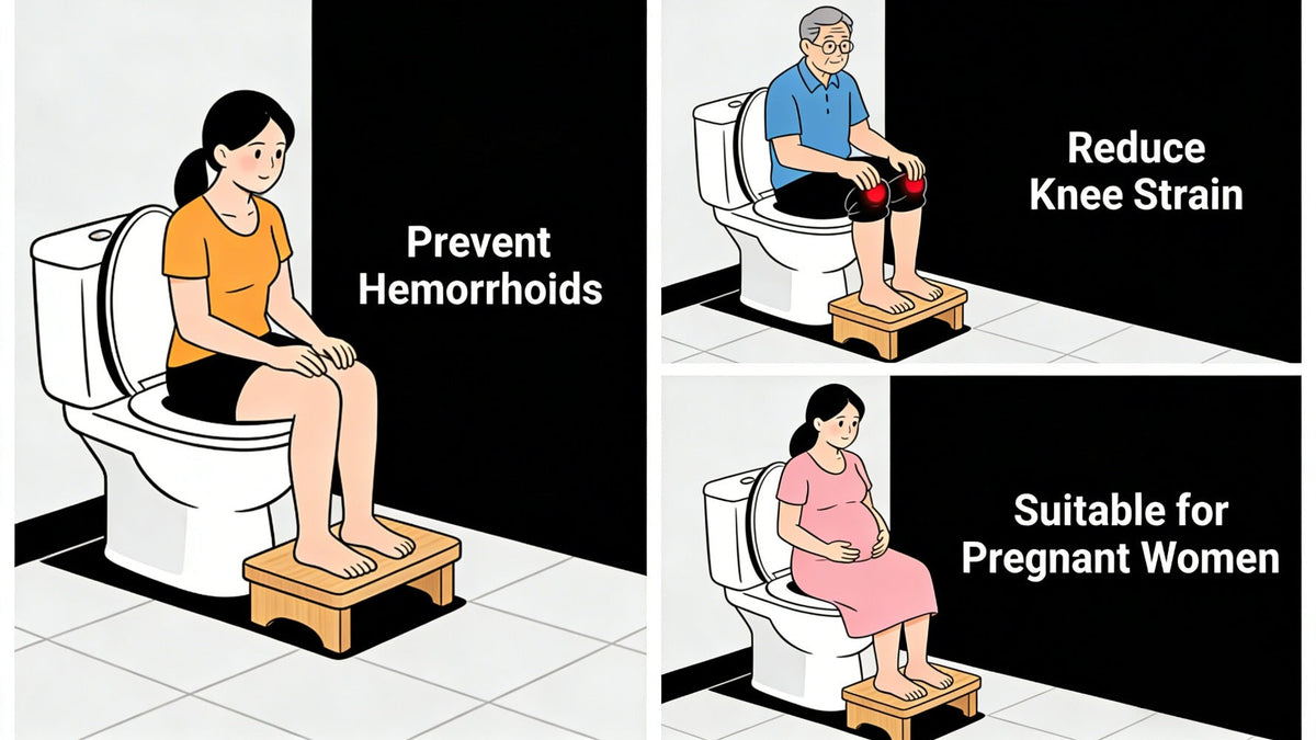 Toilet Stool Foldable Bamboo Squatting Stool – Ergonomic 7-Inch Height for Natural Constipation Relief | Collapsible Non-Slip Bathroom