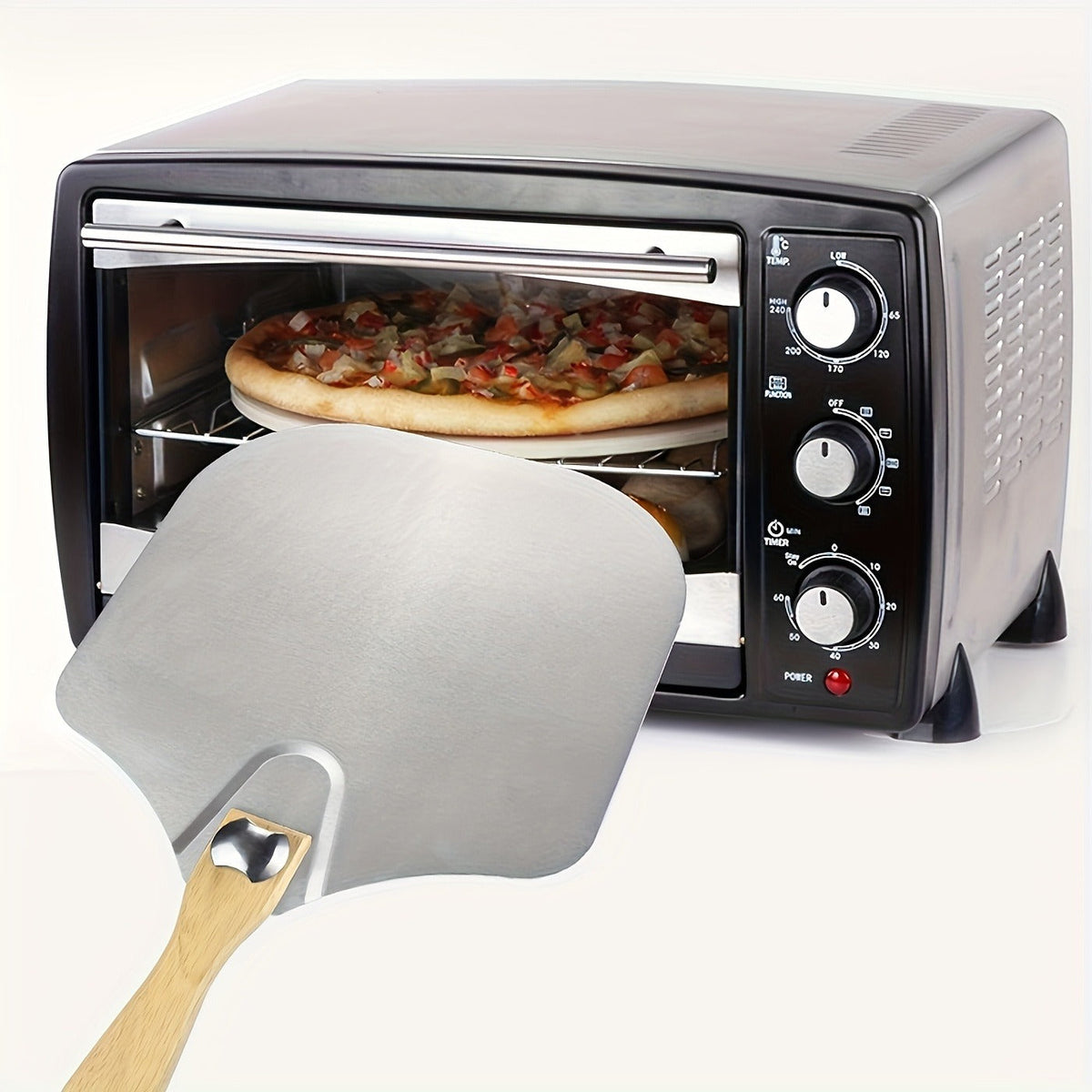 Pizza Stone Set 7-Piece with Tools – Cordierite Baking Stone with Stainless Steel Peel Cutter Brush & Heat-Resistant Gloves | Crispy Crust