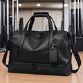 Gym Duffel Bag with Wet Pocket & Shoe Compartment – Foldable PU Leather Sports Travel Bag for Workouts, Weekend Trips & Everyday Use