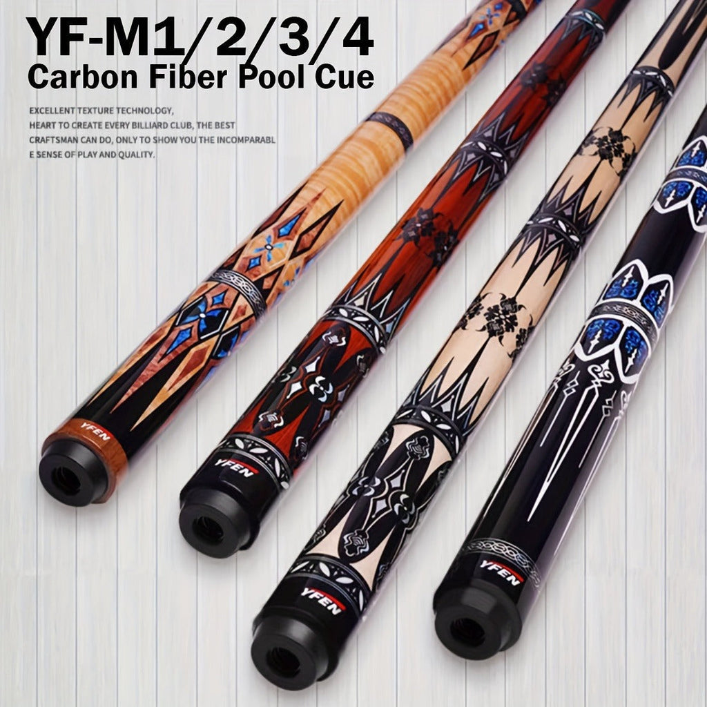 Carbon Fiber Pool Cue Stick 12.5mm Low Deflection Professional Billiard Cue with Extension Canadian Maple Wavy Pin Wrapless Design