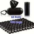 Dog Waste Bag Dispenser with D-Ring – 900 Bags Included, 60 Rolls, Leash & Key Attachment, Portable Poop Bag Holder for Walking