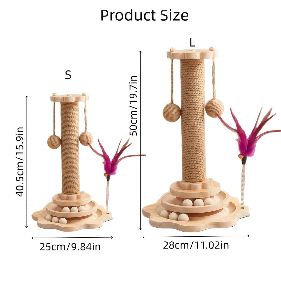 Cat Scratching Post Sisal Vertical Scratcher – Solid Wood Base, Wear-Resistant Rope, Multiple Styles: Standard, Mushroom & Dolphin Shapes