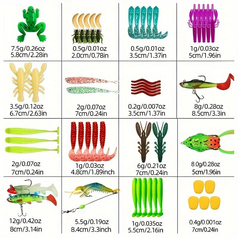Fishing Lures Kit 361pcs with Tackle Box – Minnow, Spoon, Frog, Soft Worm, Jig Head & Spinner Baits Set for Saltwater & Freshwater Bass