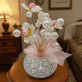 Crystal Flower Car Decoration Handmade DIY Simulation Crystal Flowers for Car Center Console Dashboard Home Decor Holiday Party Birthday