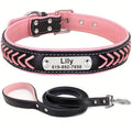 Personalized Dog Collar & Leash Set with Engraved Name Tag – Reflective Custom Collar for Small, Medium & Large Dogs and Cats | XS–XL