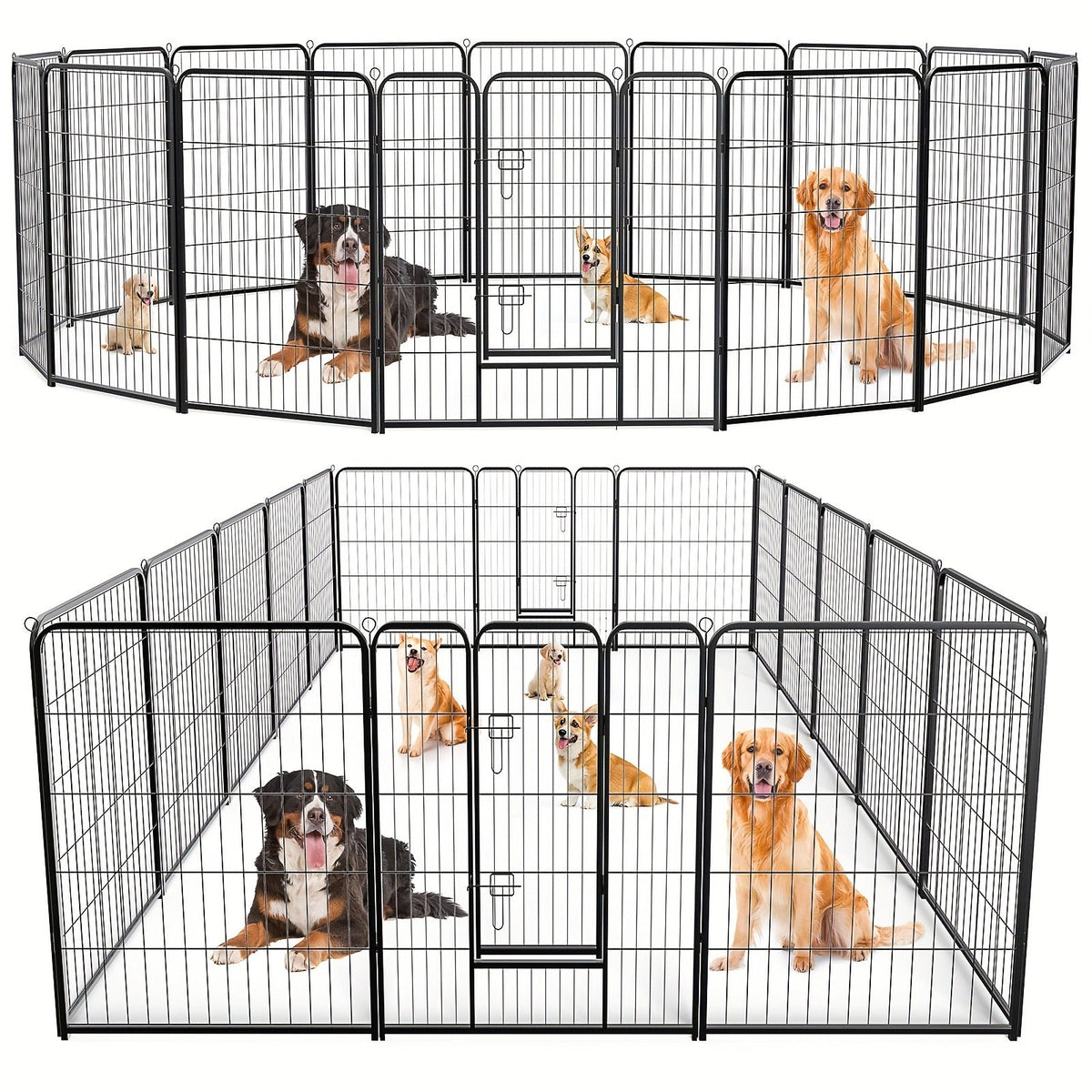 Dog Playpen Heavy Duty Foldable – 8 & 16 Panel Pet Exercise Pen for Large Medium Small Dogs, Portable Indoor Outdoor Puppy Pen for Yard