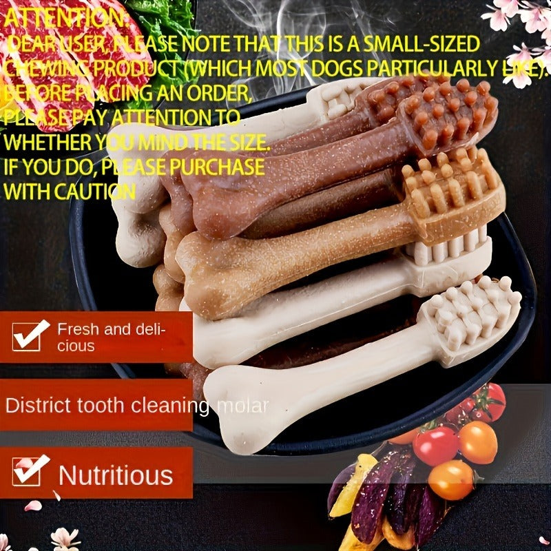 Assorted Dog Chew Sticks, 50-Piece Pack with Small Bone and Brush Shapes in Multiple Colors
