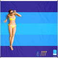 Gradient Beach Mat with Purple-to-Blue Design, Corner Loops, Drawstring Pouch, Stakes and 1- or 2-Piece Packs
