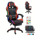 RGB Gaming Chair with LED Lights Footrest Ergonomic Gaming Chair with Massage Lumbar Support Reclining Video Game Chair for Adults Home
