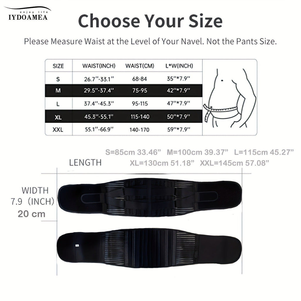 Lumbar Support Belt with 6 Stays & 16-Hole Mesh – Breathable Back Brace for Men Women, Anti-Skid Waist Support for Work
