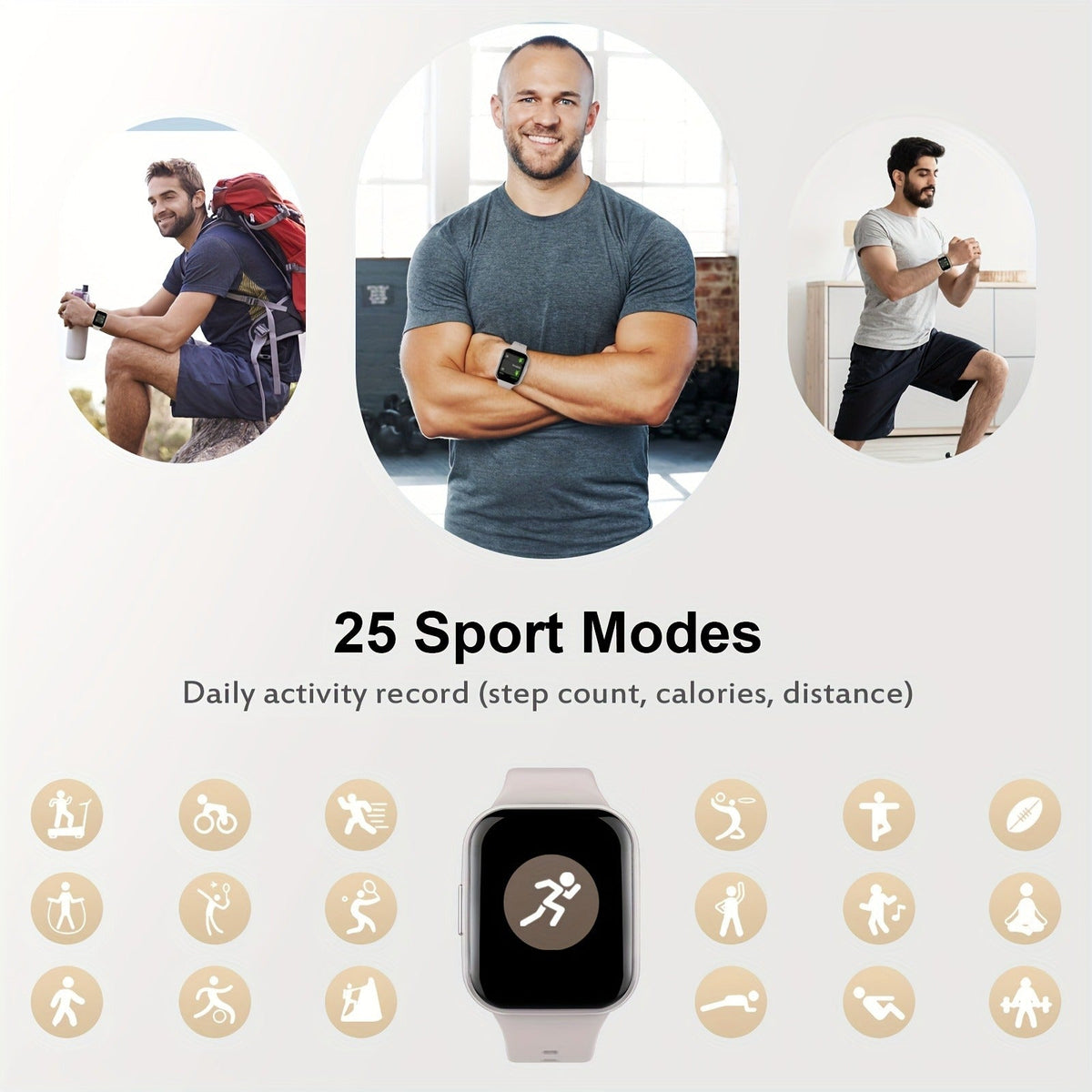 Smartwatch 1.69" HD Screen, 25 Sports Modes, IP68, Color Options & Everyday Wear Design with Activity Tools, Alerts and Color or Strap