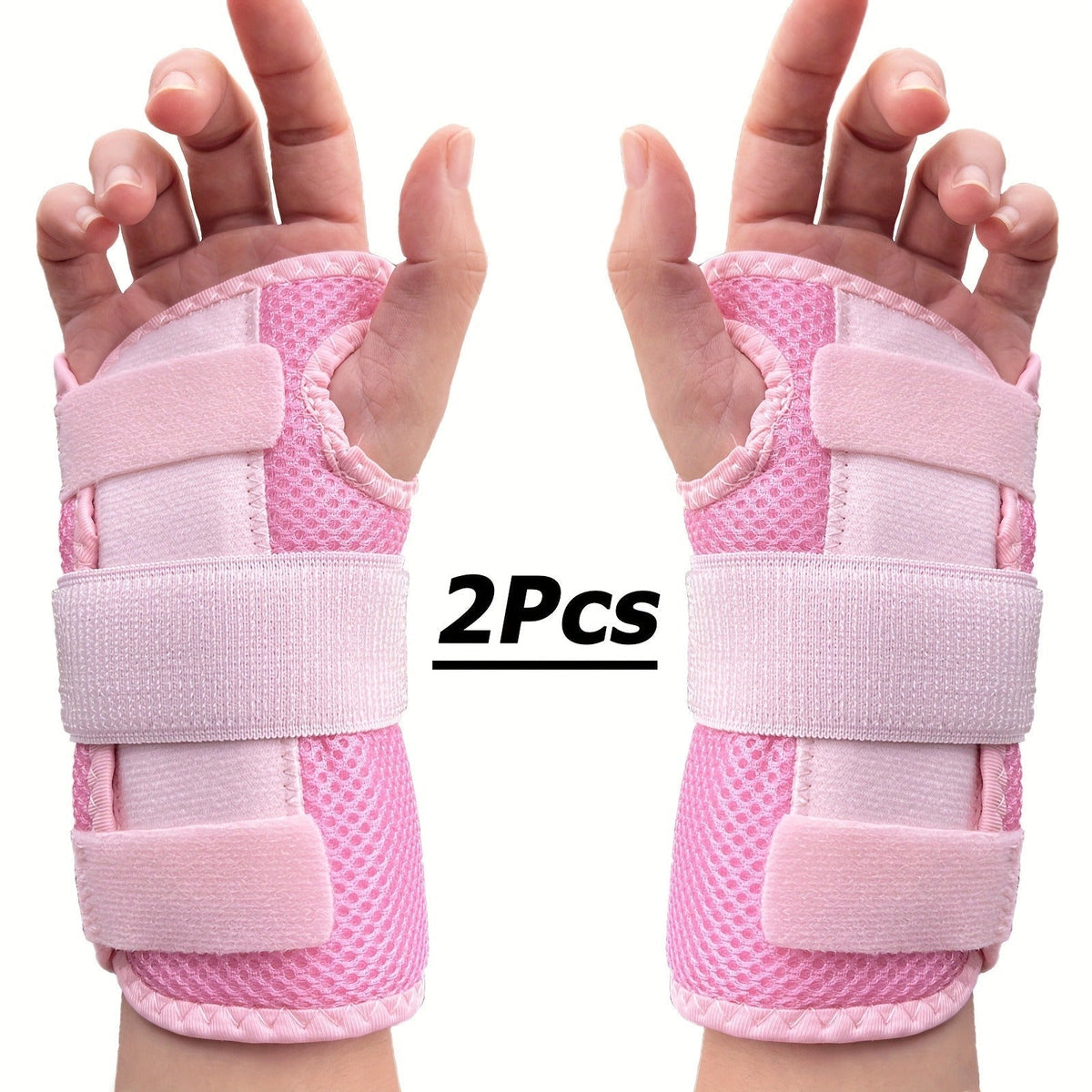 Wrist Brace with Double Splint Support & Triple Compression – 1 Pair Breathable Hook-and-Loop Wrist Guard for Sports