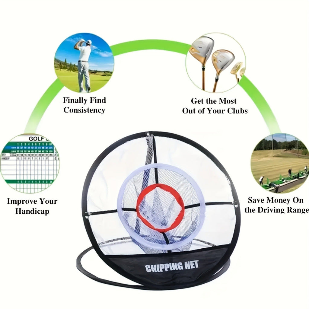 Portable Folding Golf Ball Pick Up Net – Golf Training Target Retrieval Net with Fixing Tool for Indoor & Outdoor Swing Practice