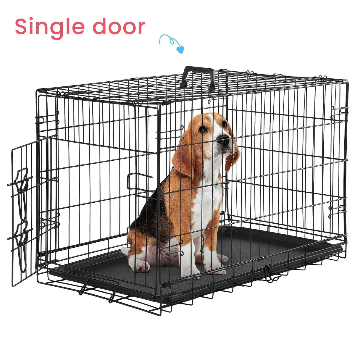 Dog Crate with Divider Panel & Double Door – Folding Metal Wire Dog Cage with Leak-Proof Tray, Indoor Outdoor Travel Pet Kennel