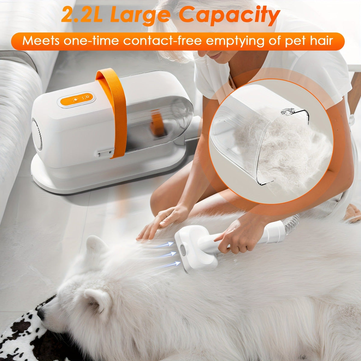 Dog Grooming Vacuum 8-in-1 & 9-in-1 with Dryer Function – 2.2L Large Cup, Low Noise Pet Grooming Vacuum for Shedding, 6 Grooming Tools
