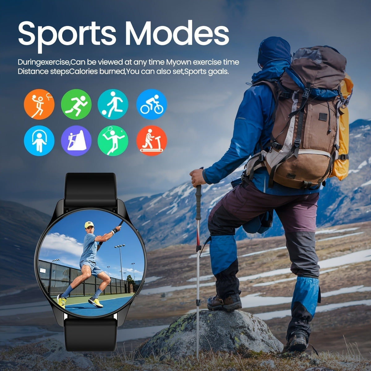 Smartwatch Sports 1.52" Full Touch Screen, Call & Activity Tracker, Color Options & Everyday Wear Design