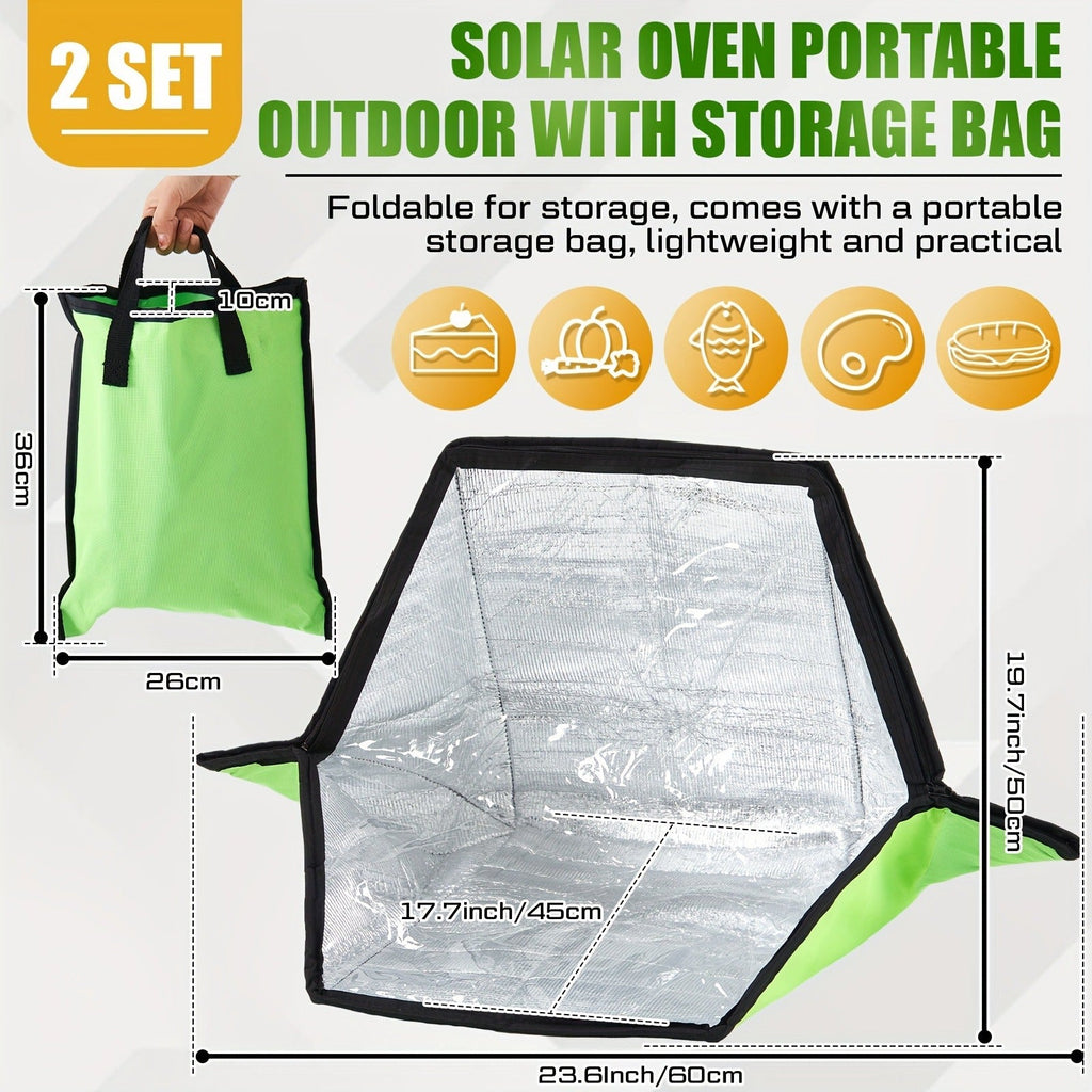 Solar Oven Portable Solar Cooker 2 Pack, Foldable Sun-Powered Camp Stove No Fuel Required, Lightweight Outdoor Cookware for Camping