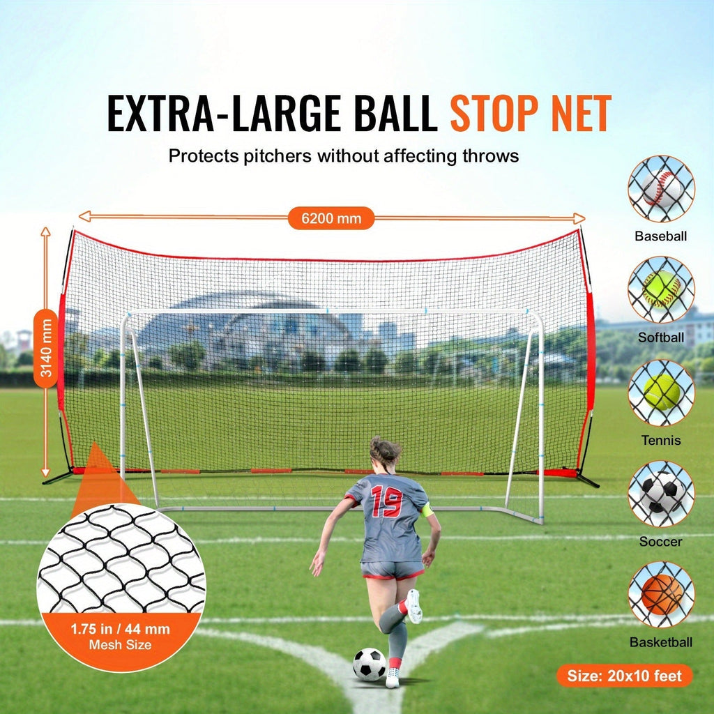 Sports Barrier Backstop Net with Carry Bag – Portable Protection Netting for Baseball Softball Lacrosse Soccer Hockey