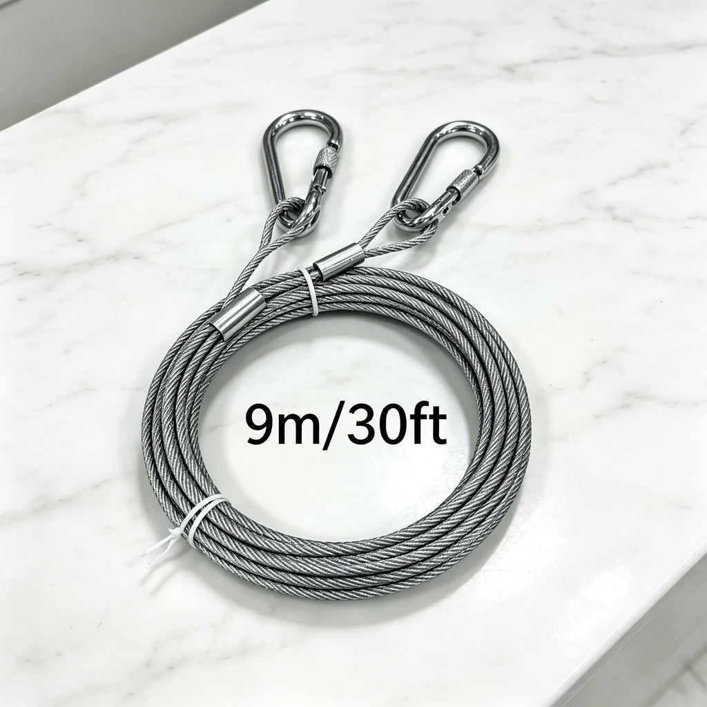 Stainless Steel Dog Leash Reflective Rust-Resistant Heavy Duty Cable Tie-Out for Medium Large Dogs Outdoor Yard Camping 3XL 4XL