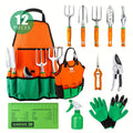 12-Piece Garden Tool Set with Aluminum Hand Tools, Canvas Apron and Storage Pockets for Home Gardening and Outdoor Plant Care