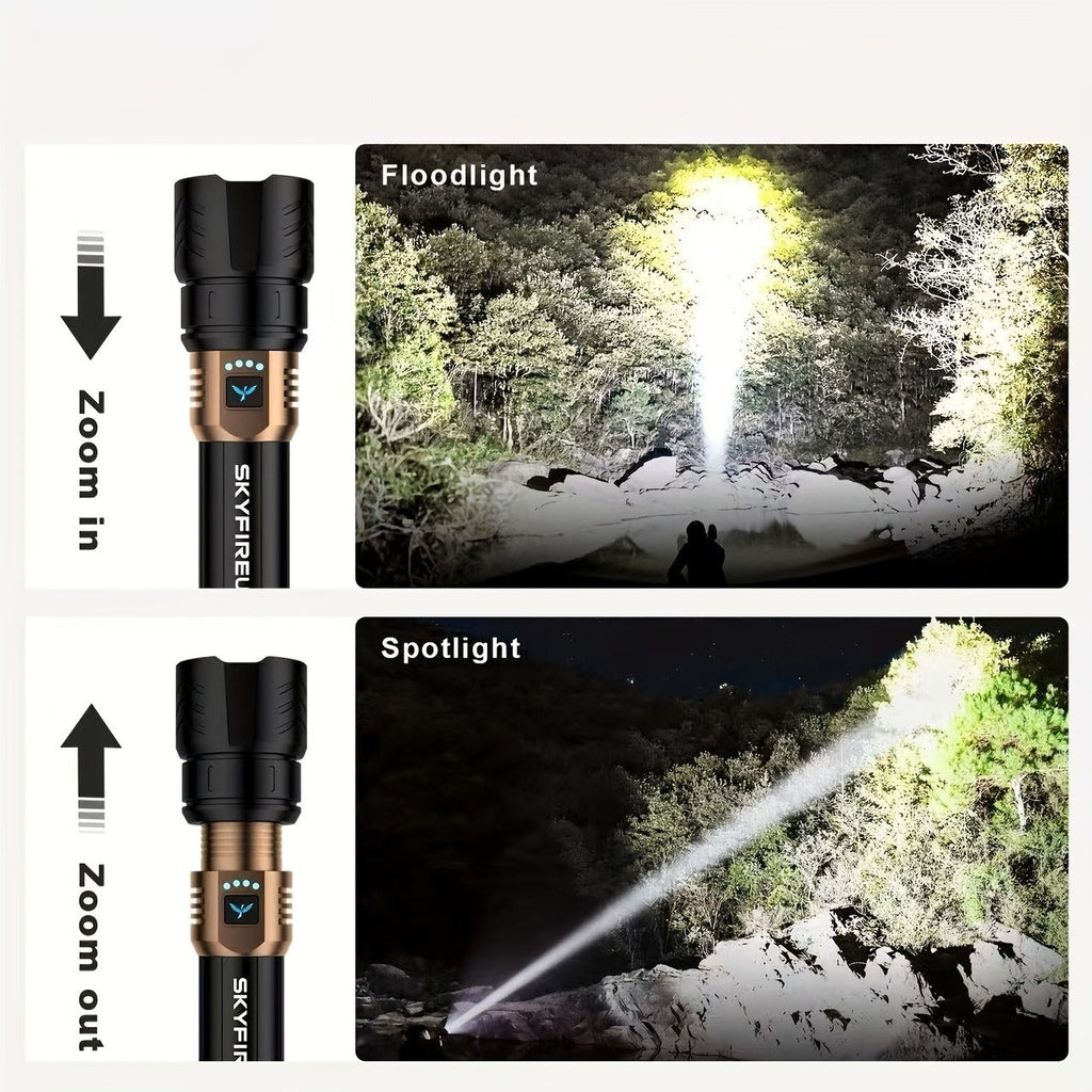 Flashlight Zoomable Rechargeable Cycling Light with Four Modes and Seven Listed Kit Configurations