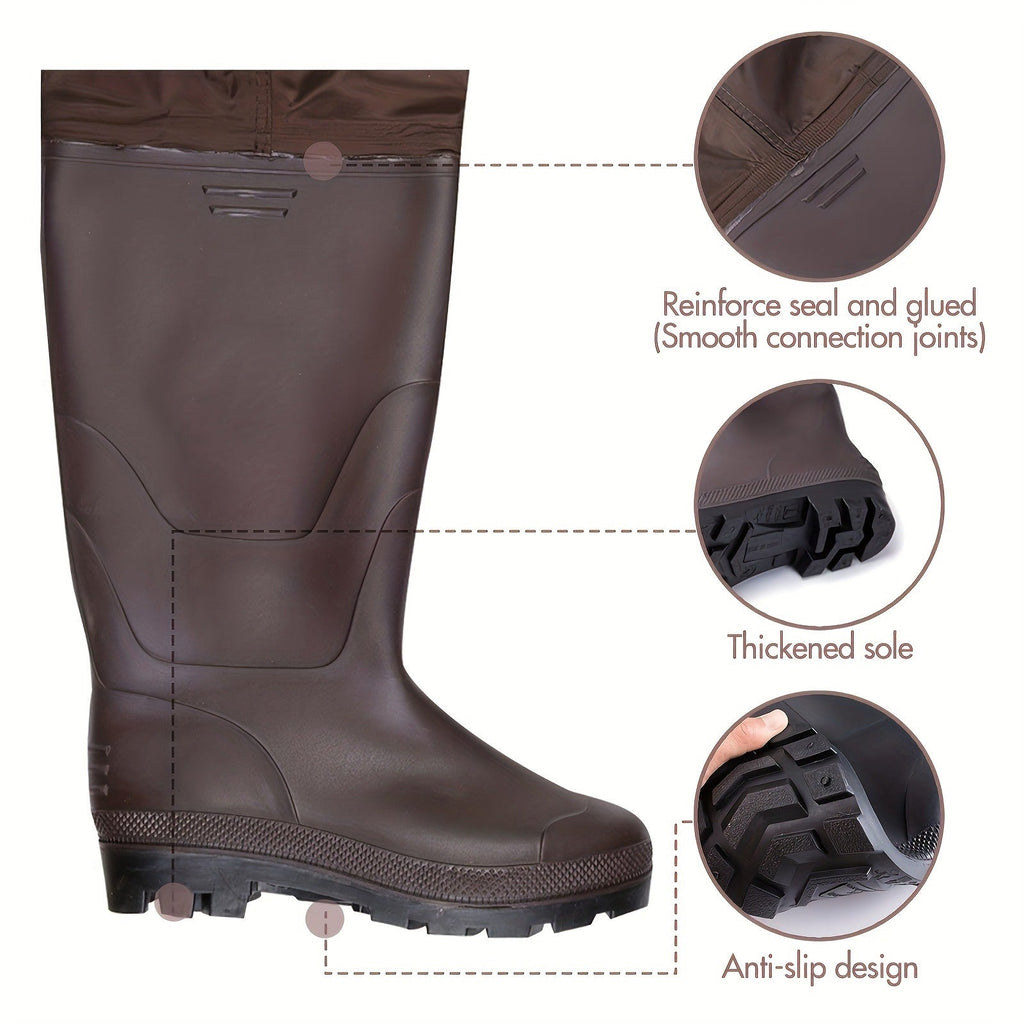 Fishing Waders with Boots for Men & Women – 3-Ply Nylon Lightweight Breathable Wading Pants with PVC Lining, Anti-Slip Sole & Pockets
